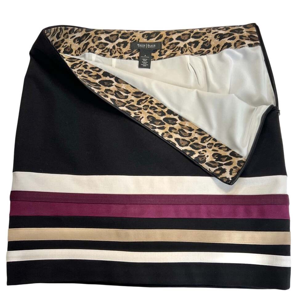 WHBM Ponte Pencil Skirt Size 4 Colorblock Horizontal Stripe Career Minimalist
